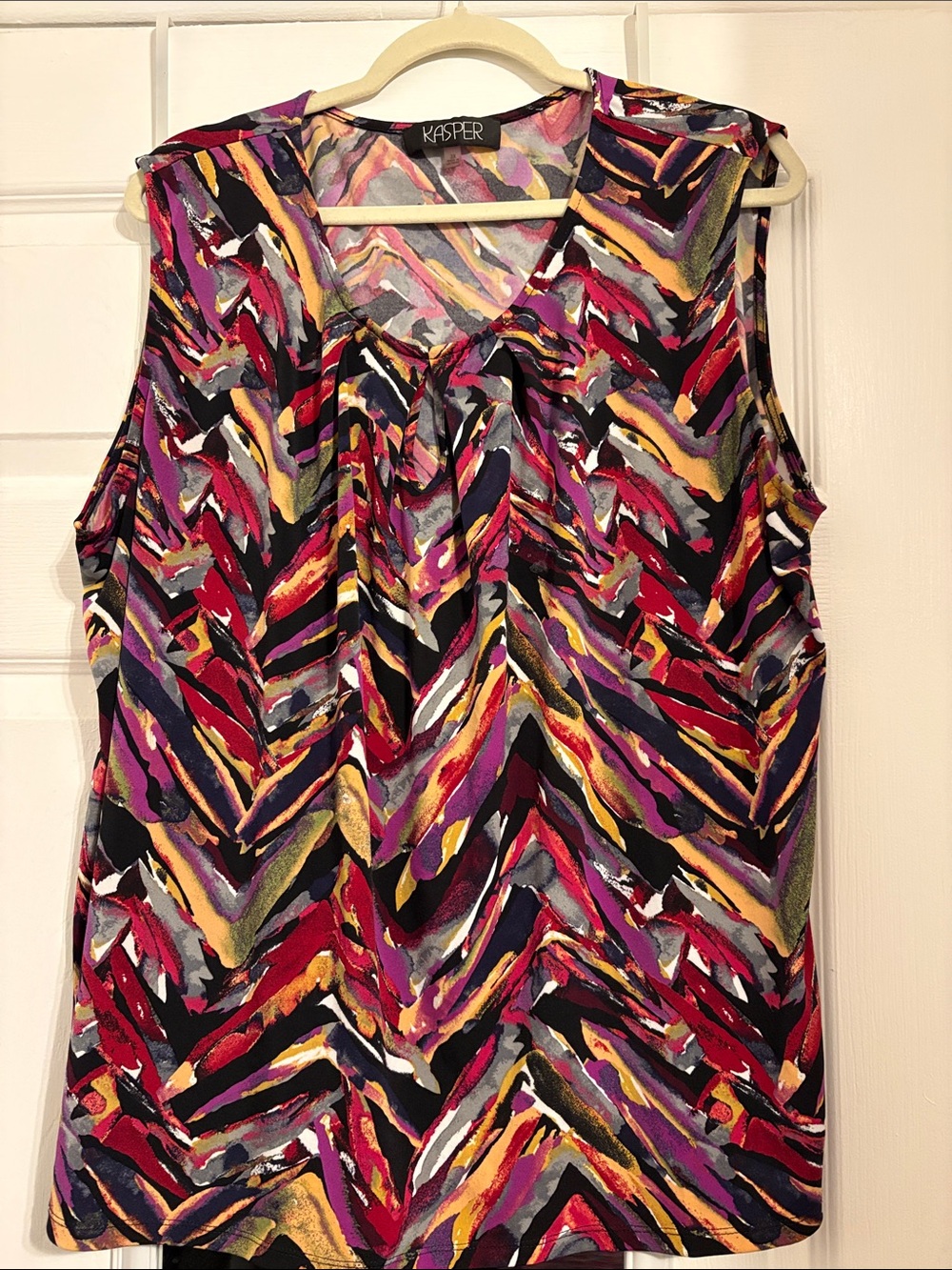 Kasper Multicolor Abstract V-Neck Sleeveless Tank Plus size 3X PtP 28 L 27